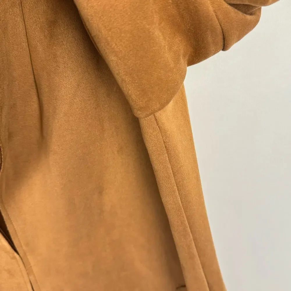 Premise Tan Faux Leather Suede Open Front Pocket‎ Soft Lightweight Jacket Sz XL